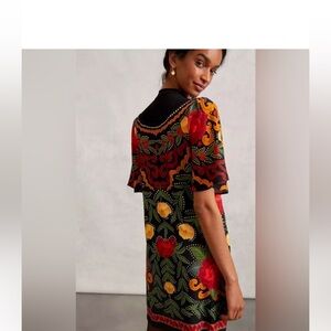 FARM Rio Black Floral Mini Dress with Red, Yellow & Green Print